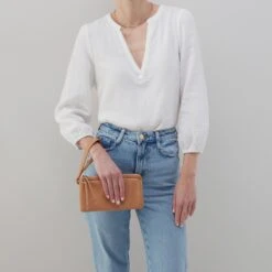 Dayton Wristlet In Pebbled Leather - Sandstorm -Hobo Sales Store SO 81103SDST 02