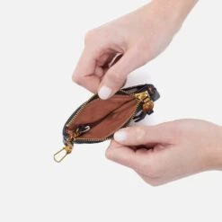 Lumen Card Case In Pebbled Leather - Black -Hobo Sales Store SO 81104BLK 02