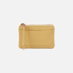 Lumen Card Case In Pebbled Leather - Flax