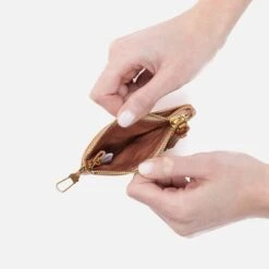 Lumen Card Case In Pebbled Leather - Sandstorm -Hobo Sales Store SO 81104SDST 02