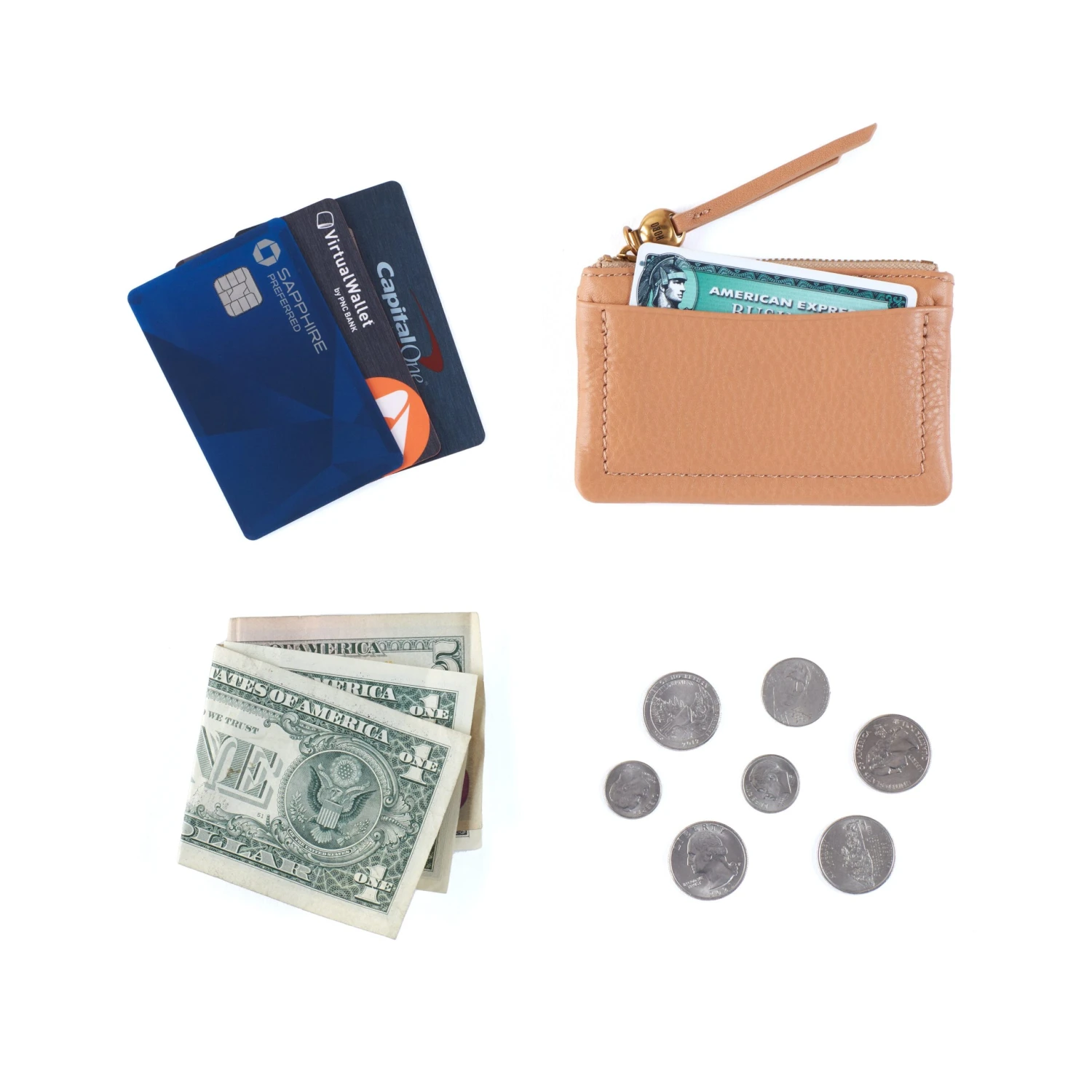 Lumen Card Case In Pebbled Leather - Taupe 2 Lumen Card Case In Pebbled Leather - Taupe - Image 2