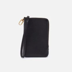 Spark Wristlet In Pebbled Leather - Black