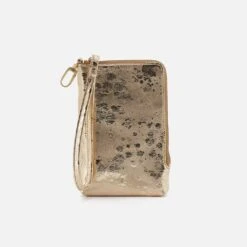 Spark Wristlet In Metallic Leather - Gilded Marble