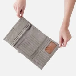 Keen Continental Wallet In Metallic Leather - Granite Grey -Hobo Sales Store SO 81108GTGR 03