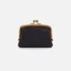 Cora Frame Card Holder In Pebbled Leather - Black