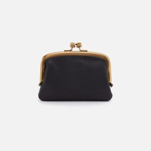 Cora Frame Card Holder In Pebbled Leather - Black 7 Cora Frame Card Holder In Pebbled Leather - Black -Hobo Sales Store SO 81112BLK 01