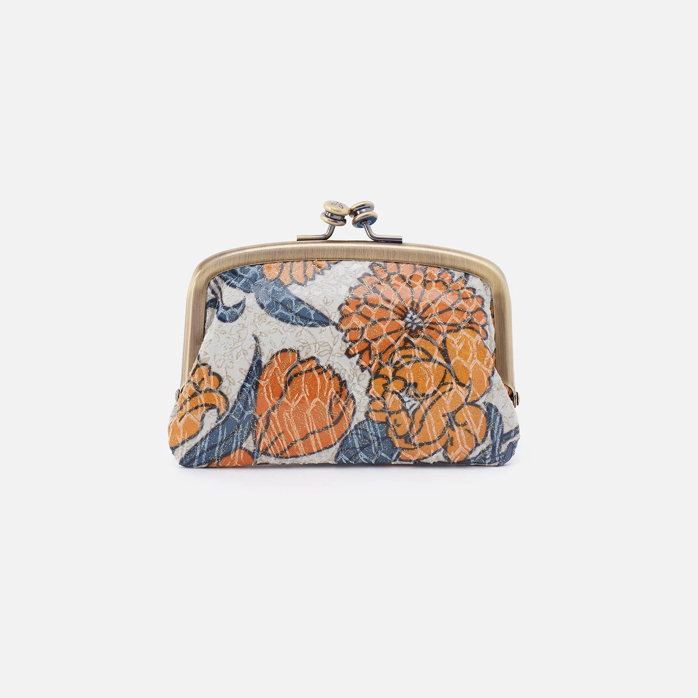 Cora Frame Card Holder In Printed Leather - Orange Blossom 3 Cora Frame Card Holder In Printed Leather - Orange Blossom - Image 3