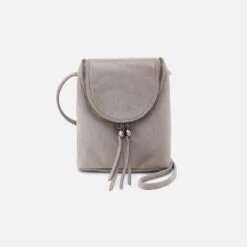 Fern Crossbody In Metallic Leather - Granite Grey