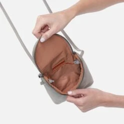 Fern Crossbody In Metallic Leather - Granite Grey -Hobo Sales Store SO 82186GTGR 03