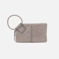 Sable Wristlet In Metallic Leather - Granite Grey