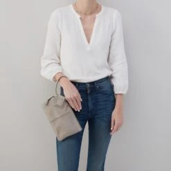 Sable Wristlet In Metallic Leather - Granite Grey 9 Sable Wristlet In Metallic Leather - Granite Grey -Hobo Sales Store SO 82243GTGR 02