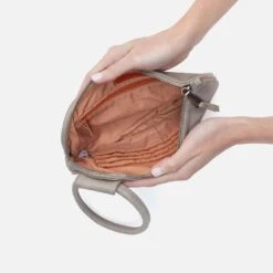 Sable Wristlet In Metallic Leather - Granite Grey 10 Sable Wristlet In Metallic Leather - Granite Grey -Hobo Sales Store SO 82243GTGR 03