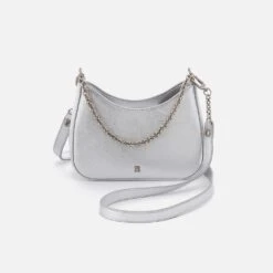 Rosa Crossbody In Metallic Leather - Argento