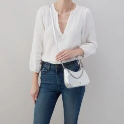 Rosa Crossbody In Metallic Leather - Argento -Hobo Sales Store SO 82425AGTO 02