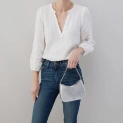 Rosa Crossbody In Metallic Leather - Argento -Hobo Sales Store SO 82425AGTO 04