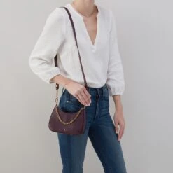 Rosa Crossbody In Pebbled Leather - Ruby Wine 9 Rosa Crossbody In Pebbled Leather - Ruby Wine -Hobo Sales Store SO 82425RBWN 02