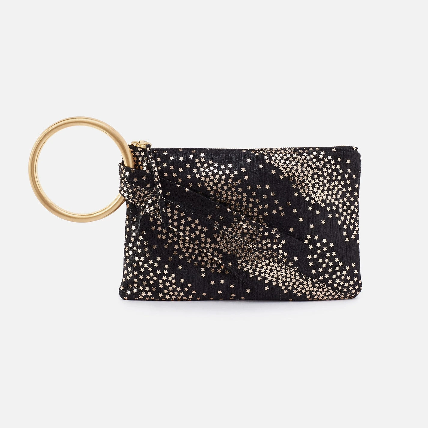 Sheila Hard Ring Clutch In Printed Leather - Shooting Stars 1 Sheila Hard Ring Clutch In Printed Leather - Shooting Stars