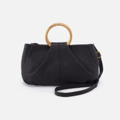 Sheila Hard Ring Satchel In Pebbled Leather - Black