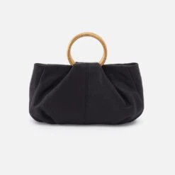 Sheila Hard Ring Satchel In Pebbled Leather - Black -Hobo Sales Store SO 82430BLK 05