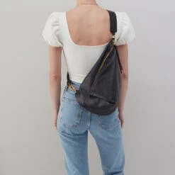 Sway Convertible Sling In Pebbled Leather - Black -Hobo Sales Store SO 82438BLK 04