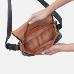 Fern North-South Crossbody In Pebbled Leather - Black -Hobo Sales Store SO 82440BLK 03