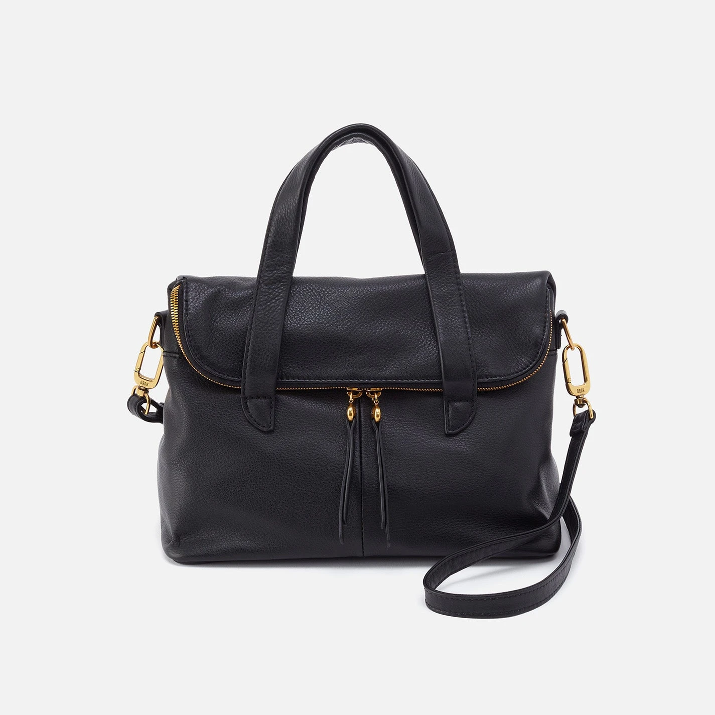 Fern Foldover Satchel In Pebbled Leather - Black 1 Fern Foldover Satchel In Pebbled Leather - Black