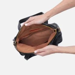 Fern Foldover Satchel In Pebbled Leather - Black 6 Fern Foldover Satchel In Pebbled Leather - Black -Hobo Sales Store SO 82441BLK 03