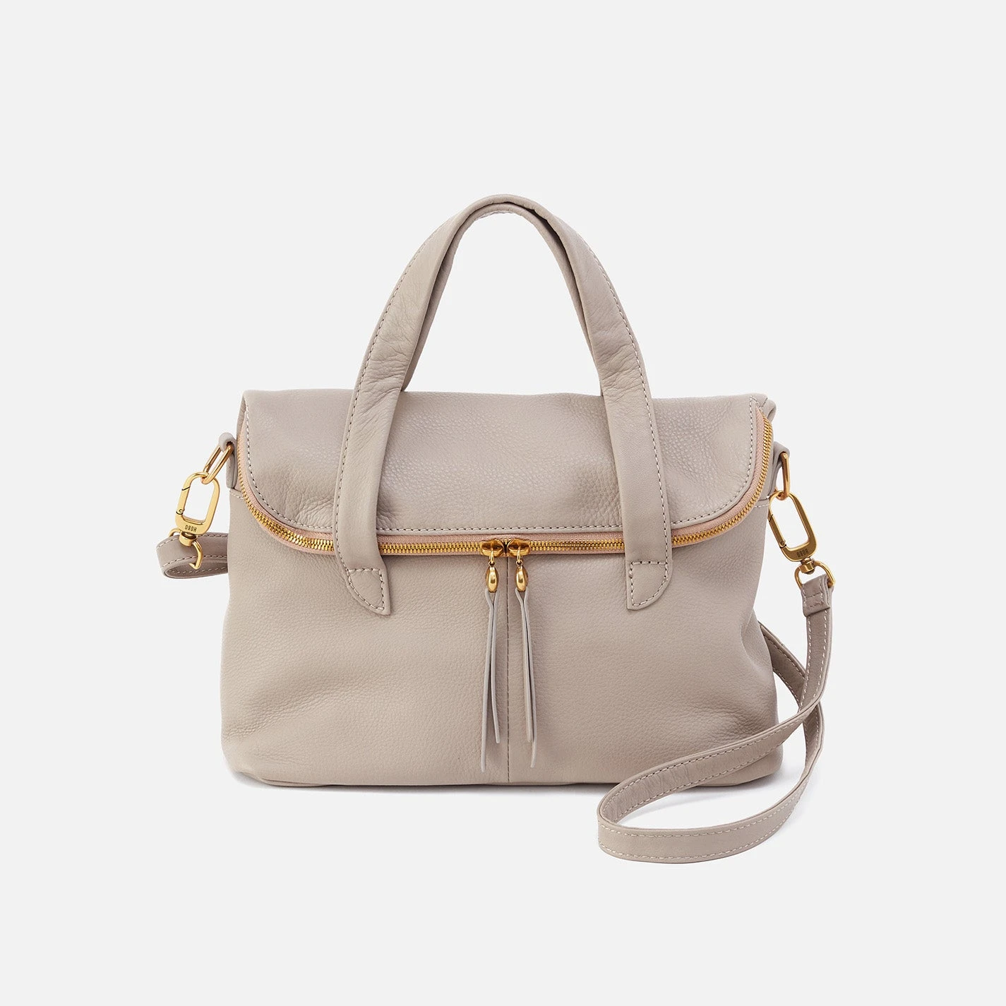 Fern Foldover Satchel In Pebbled Leather - Taupe 1 Fern Foldover Satchel In Pebbled Leather - Taupe