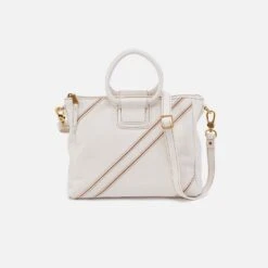 Sheila Medium Satchel In Pebbled Leather - White Stripe