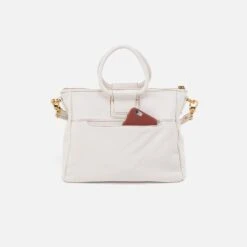 Sheila Medium Satchel In Pebbled Leather - White Stripe -Hobo Sales Store SO 82447WHT 04 213b2c53 dce0 4518 96d8 e0f709346001