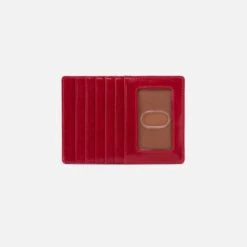 Euro Slide Card Case In Polished Leather - Claret