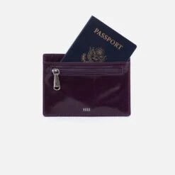 Euro Slide Card Case In Polished Leather - Deep Purple -Hobo Sales Store VI 32172DPRP 02