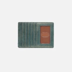 Euro Slide Card Case In Metallic Leather - Evergreen Shimmer