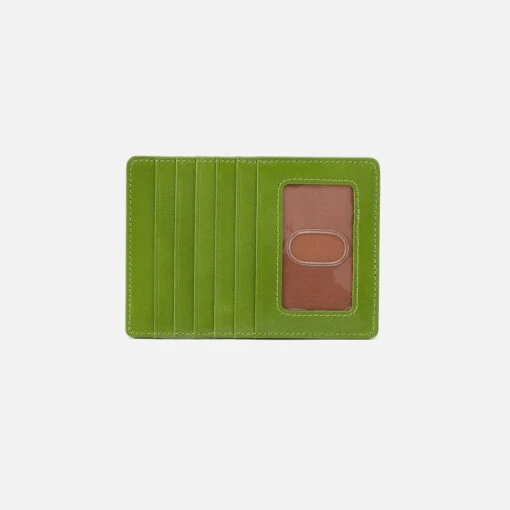 Euro Slide Card Case In Polished Leather - Garden Green 6 Euro Slide Card Case In Polished Leather - Garden Green -Hobo Sales Store VI 32172GDGR 01