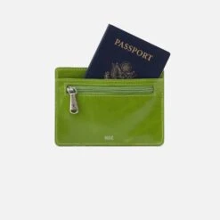 Euro Slide Card Case In Polished Leather - Garden Green -Hobo Sales Store VI 32172GDGR 02