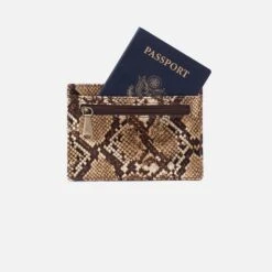 Euro Slide Card Case In Printed Leather - Golden Snake 6 Euro Slide Card Case In Printed Leather - Golden Snake -Hobo Sales Store VI 32172GDSN 02