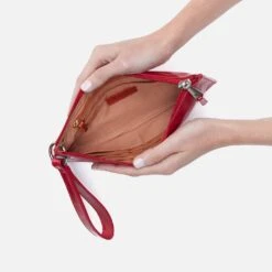 Vida Wristlet In Polished Leather - Claret 10 Vida Wristlet In Polished Leather - Claret -Hobo Sales Store VI 32185CLRT 03