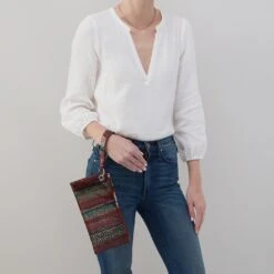 Vida Wristlet In Printed Leather - Holiday Stripe -Hobo Sales Store VI 32185HSTR 02