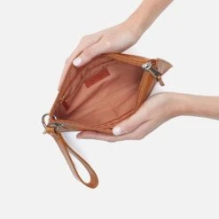 Vida Wristlet In Polished Leather - Natural -Hobo Sales Store VI 32185NTRL 03