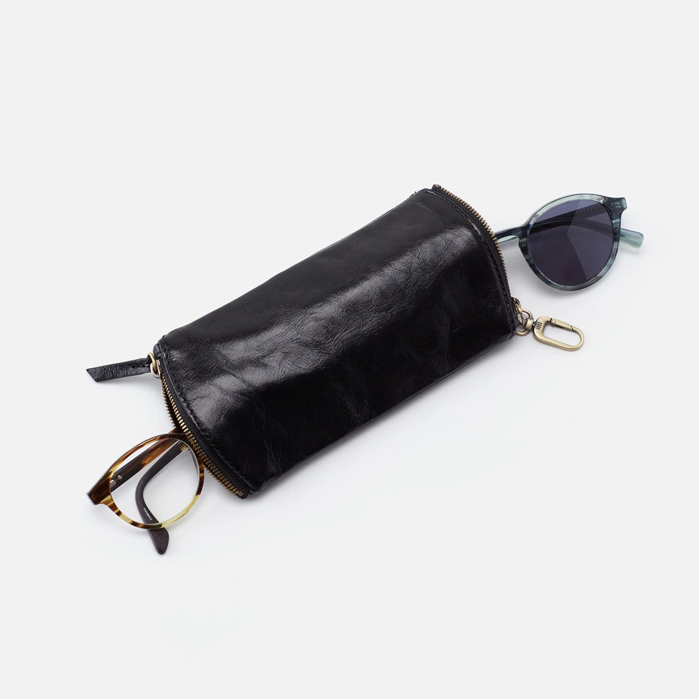 Spark Double Eyeglass Case In Polished Leather - Black 3 Spark Double Eyeglass Case In Polished Leather - Black - Image 3