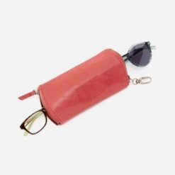 Spark Double Eyeglass Case In Polished Leather - Cherry Blossom -Hobo Sales Store VI 32435CHBL 02