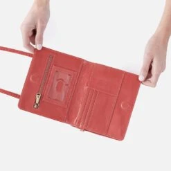 Jill Wallet Crossbody In Polished Leather - Cherry Blossom 8 Jill Wallet Crossbody In Polished Leather - Cherry Blossom -Hobo Sales Store VI 32471CHBL 04