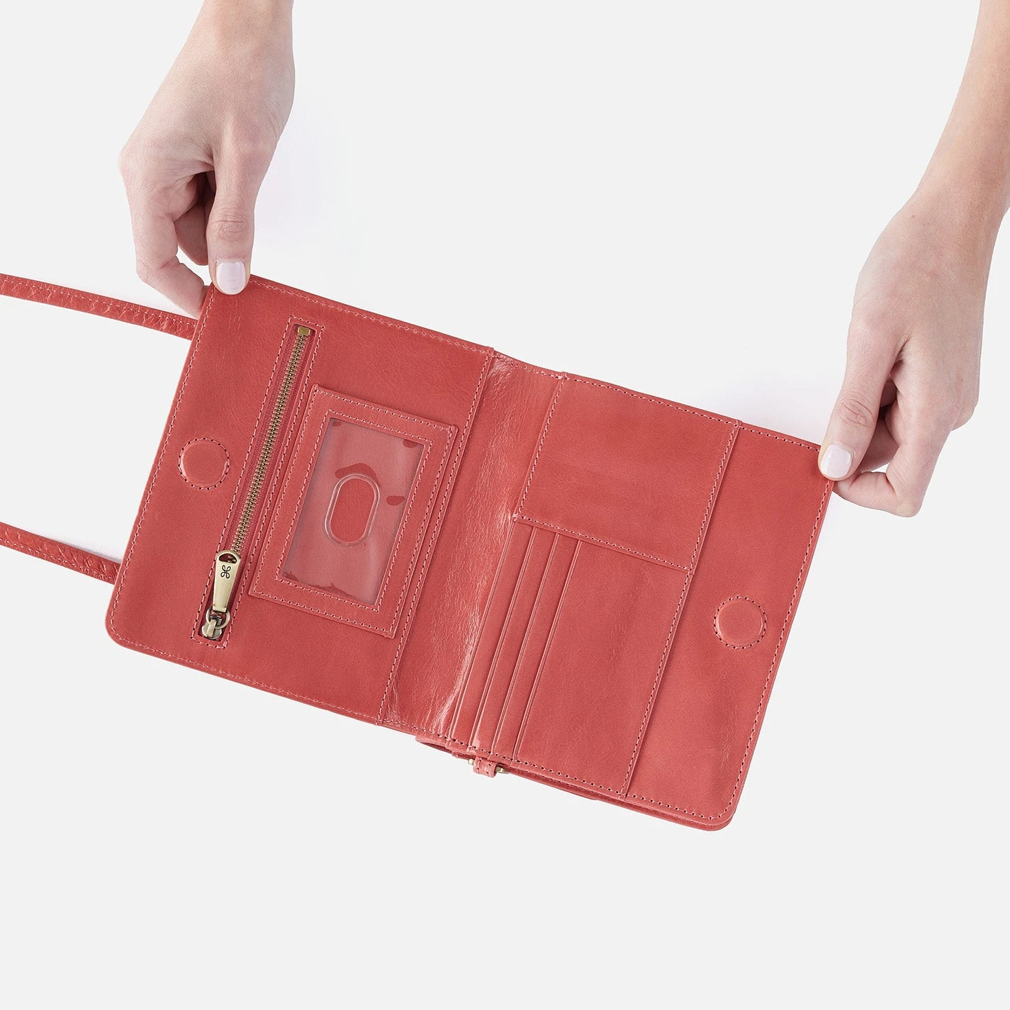 Jill Wallet Crossbody In Polished Leather - Cherry Blossom 4 Jill Wallet Crossbody In Polished Leather - Cherry Blossom - Image 4