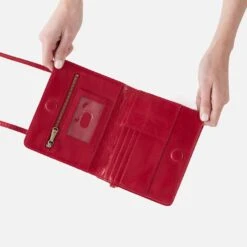 Jill Wallet Crossbody In Polished Leather - Claret -Hobo Sales Store VI 32471CLRT 04