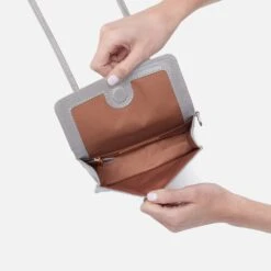 Jill Wallet Crossbody In Polished Leather - Light Grey 7 Jill Wallet Crossbody In Polished Leather - Light Grey -Hobo Sales Store VI 32471LTGR 03