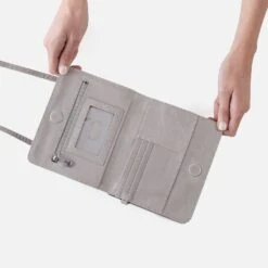 Jill Wallet Crossbody In Polished Leather - Light Grey 8 Jill Wallet Crossbody In Polished Leather - Light Grey -Hobo Sales Store VI 32471LTGR 04