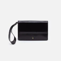 Jill Wristlet In Polished Leather - Black