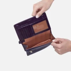 Jill Wristlet In Polished Leather - Deep Purple 8 Jill Wristlet In Polished Leather - Deep Purple -Hobo Sales Store VI 32512DPRP 03