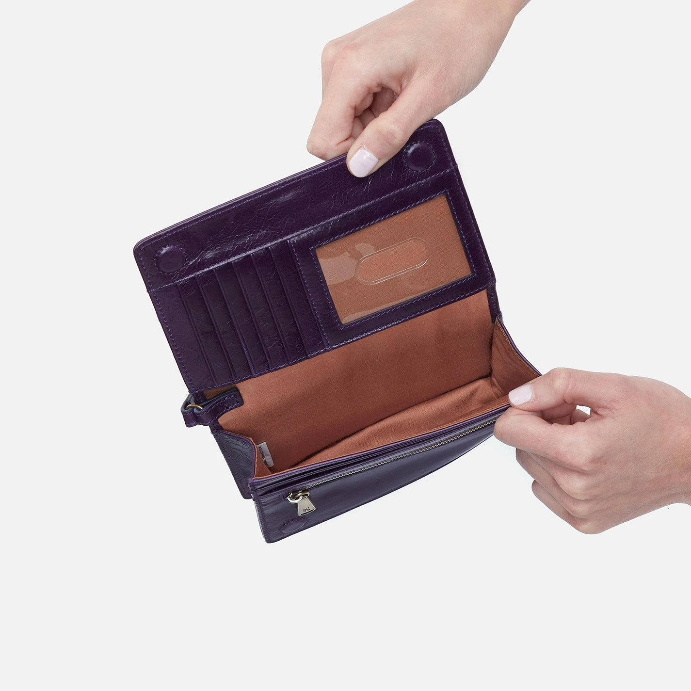 Jill Wristlet In Polished Leather - Deep Purple 4 Jill Wristlet In Polished Leather - Deep Purple - Image 4