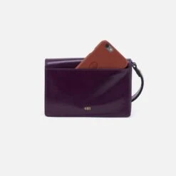 Jill Wristlet In Polished Leather - Deep Purple 9 Jill Wristlet In Polished Leather - Deep Purple -Hobo Sales Store VI 32512DPRP 04